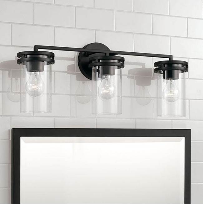 Capital Lighting 148731MB-539 Matte Black 24''w X 9.75''h 3-light Vanity In Matte Black With Clear Glass Image 4