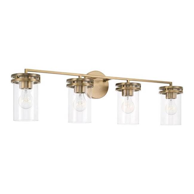 Capital Lighting 148741AD-539 Aged Brass 33.5''w X 9.75''h 4-light Vanity In Aged Brass With Clear Glass Image 1