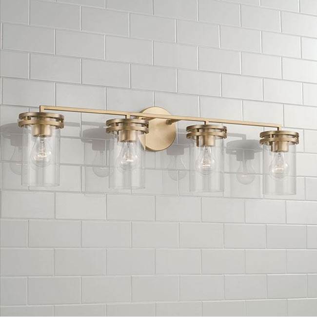 Capital Lighting 148741AD-539 Aged Brass 33.5''w X 9.75''h 4-light Vanity In Aged Brass With Clear Glass Image 4