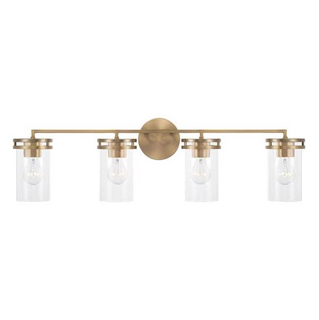 Capital Lighting 148741AD-539 Aged Brass 33.5''w X 9.75''h 4-light Vanity In Aged Brass With Clear Glass Image 3
