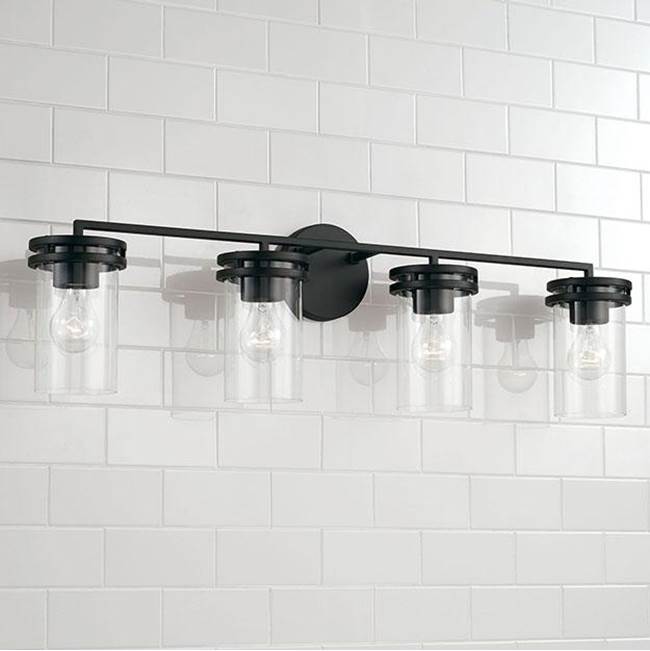 Capital Lighting 148741MB-539 Matte Black 33.5''w X 9.75''h 4-light Vanity In Matte Black With Clear Glass Image 4