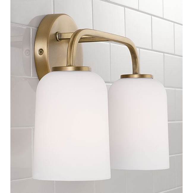 Capital Lighting Lawson 13.75''w X 9.75''h 2-light Vanity In Aged Brass With Soft White Glass