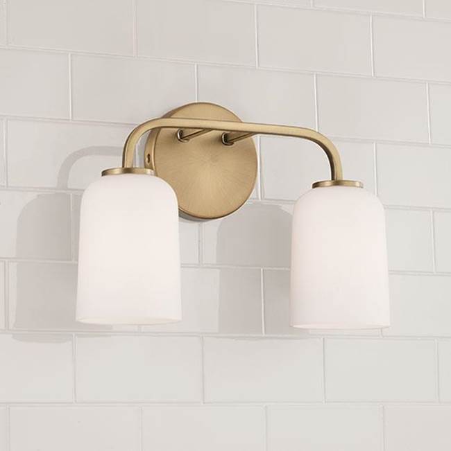 Capital Lighting 148821AD-542 Aged Brass 13.75''w X 9.75''h 2-light Vanity In Aged Brass With Soft White Glass Image 4