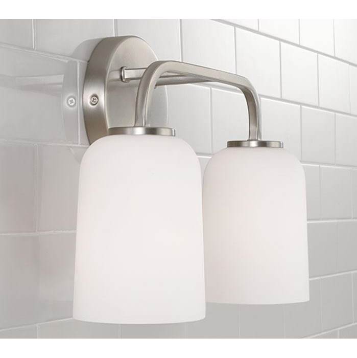 Capital Lighting Lawson 13.75''w X 9.75''h 2-light Vanity In Aged Brass With Soft White Glass