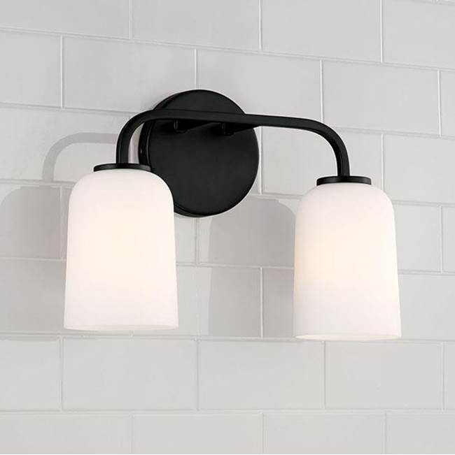 Capital Lighting 148821MB-542 Matte Black 13.75''w X 9.75''h 2-light Vanity In Matte Black With Soft White Glass Image 4