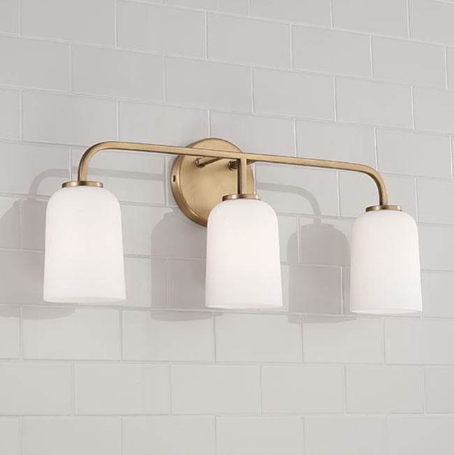 Capital Lighting 148831AD-542 Aged Brass 23.5''w X 9.75''h 3-light Vanity In Aged Brass With Soft White Glass Image 4