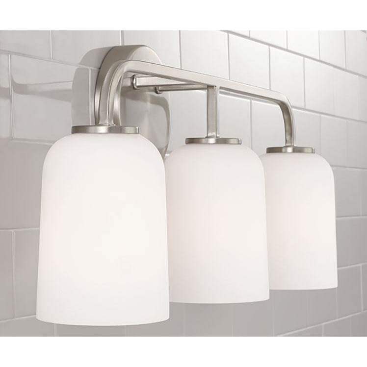 Capital Lighting Lawson 23.5''w X 9.75''h 3-light Vanity In Aged Brass With Soft White Glass