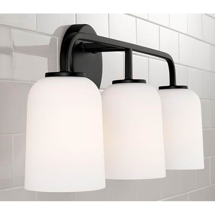 Capital Lighting Lawson 23.5''w X 9.75''h 3-light Vanity In Aged Brass With Soft White Glass
