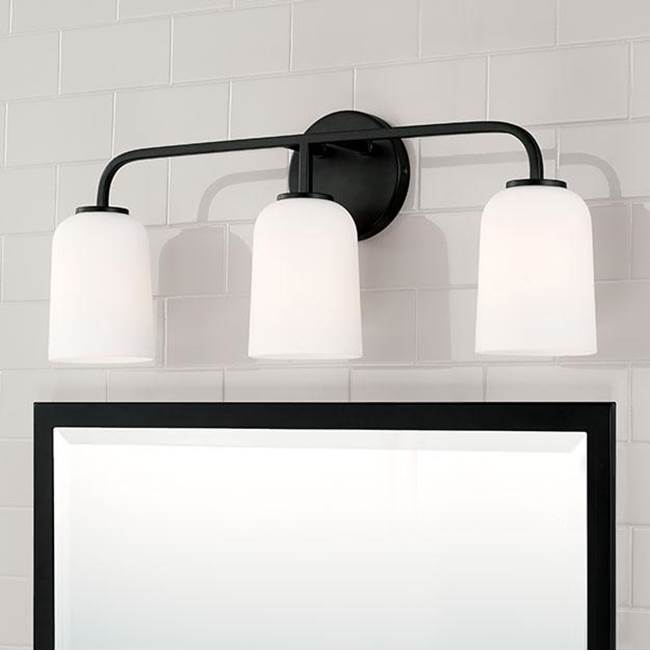 Capital Lighting 148831MB-542 Matte Black 23.5''w X 9.75''h 3-light Vanity In Matte Black With Soft White Glass Image 4