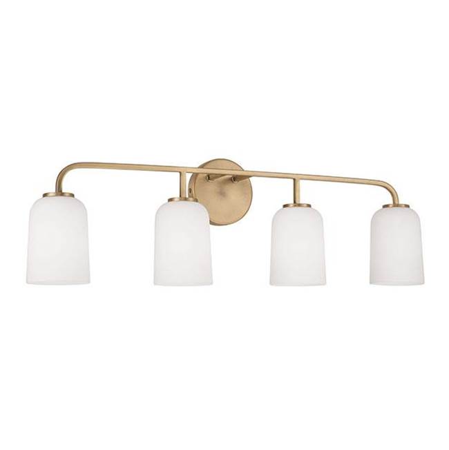 Capital Lighting 148841AD-542 Aged Brass 32.25''w X 9.75''h 4-light Vanity In Aged Brass With Soft White Glass Image 1