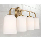Capital Lighting Lawson 32.25''w X 9.75''h 4-light Vanity In Aged Brass With Soft White Glass
