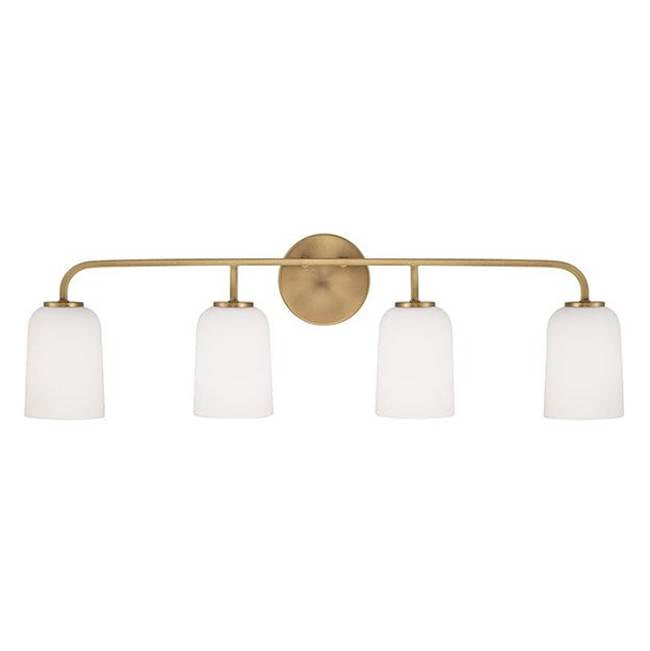 Capital Lighting 148841AD-542 Aged Brass 32.25''w X 9.75''h 4-light Vanity In Aged Brass With Soft White Glass Image 3