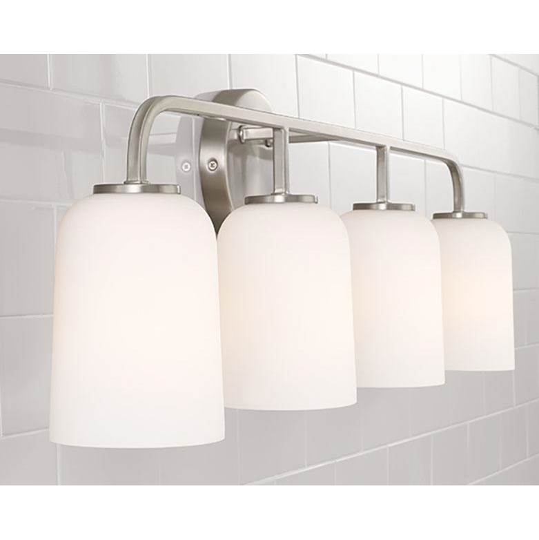 Capital Lighting Lawson 32.25''w X 9.75''h 4-light Vanity In Aged Brass With Soft White Glass