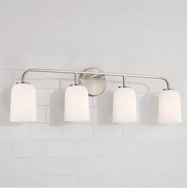 Capital Lighting 148841BN-542 Brushed Nickel 32.25''w X 9.75''h 4-light Vanity In Brushed Nickel With Soft White Glass Image 4