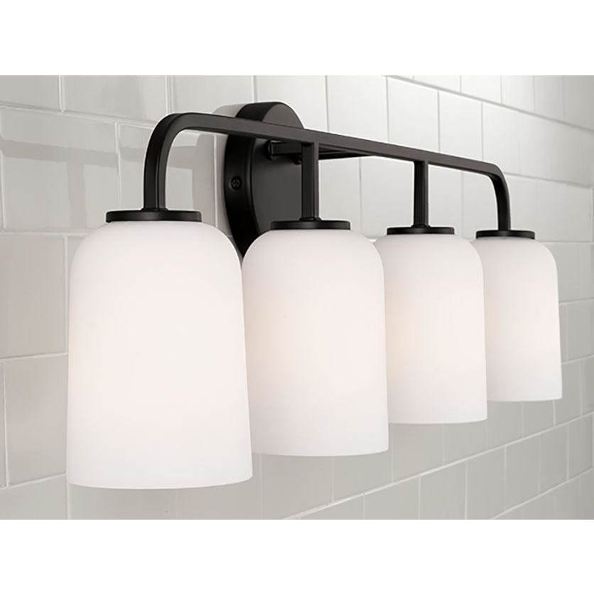 Capital Lighting Lawson 32.25''w X 9.75''h 4-light Vanity In Aged Brass With Soft White Glass
