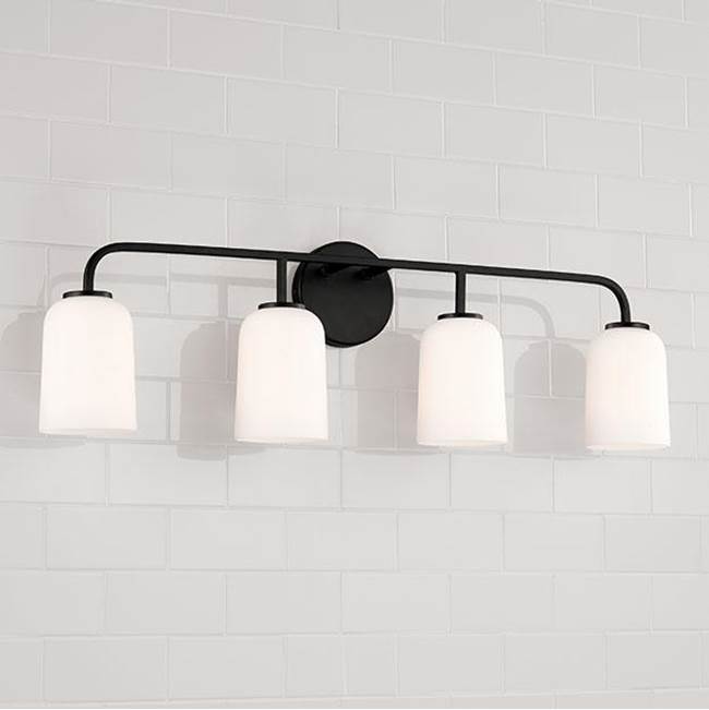 Capital Lighting 148841MB-542 Matte Black 32.25''w X 9.75''h 4-light Vanity In Matte Black With Soft White Glass Image 4