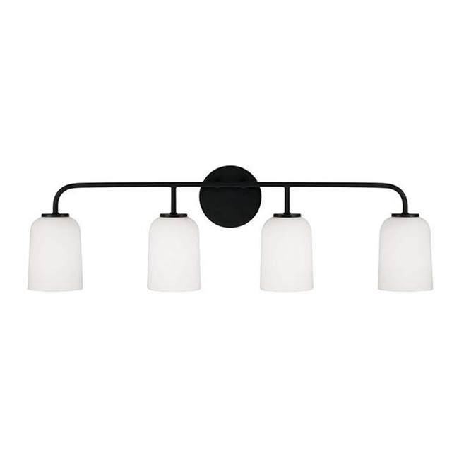 Capital Lighting 148841MB-542 Matte Black 32.25''w X 9.75''h 4-light Vanity In Matte Black With Soft White Glass Image 3