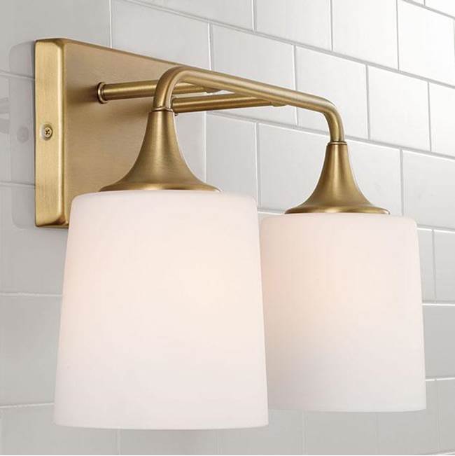 Capital Lighting Presley 16''w X 10.25''h 2-light Vanity In Aged Brass With Soft White Glass