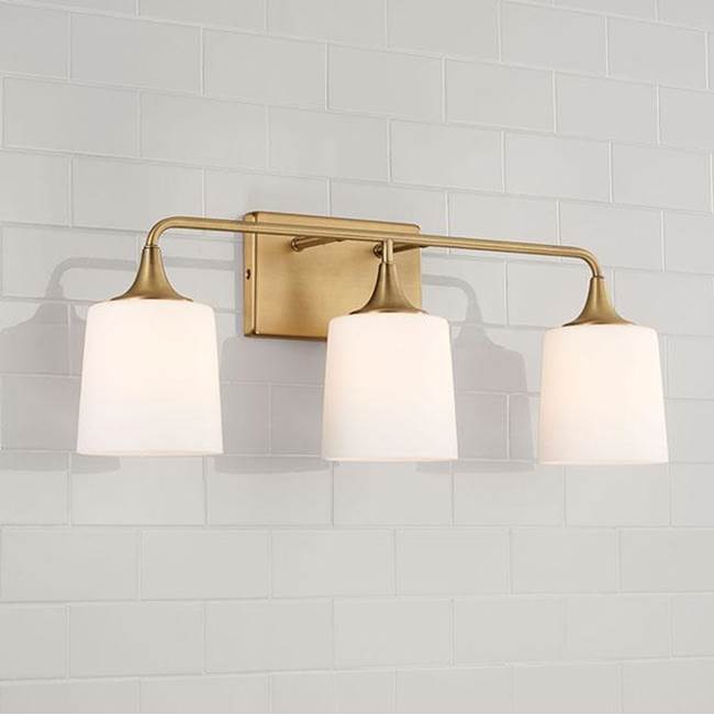 Capital Lighting 148931AD-541 Aged Brass 26.25''w X 10.25''h 3-light Vanity In Aged Brass With Soft White Glass Image 4