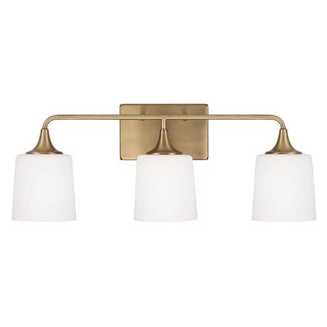 Capital Lighting 148931AD-541 Aged Brass 26.25''w X 10.25''h 3-light Vanity In Aged Brass With Soft White Glass Image 3