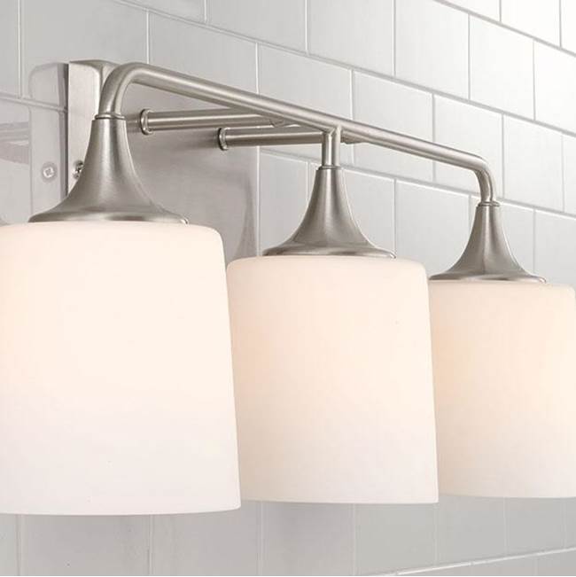 Capital Lighting Presley 26.25''w X 10.25''h 3-light Vanity In Aged Brass With Soft White Glass