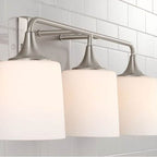 Capital Lighting Presley 26.25''w X 10.25''h 3-light Vanity In Aged Brass With Soft White Glass
