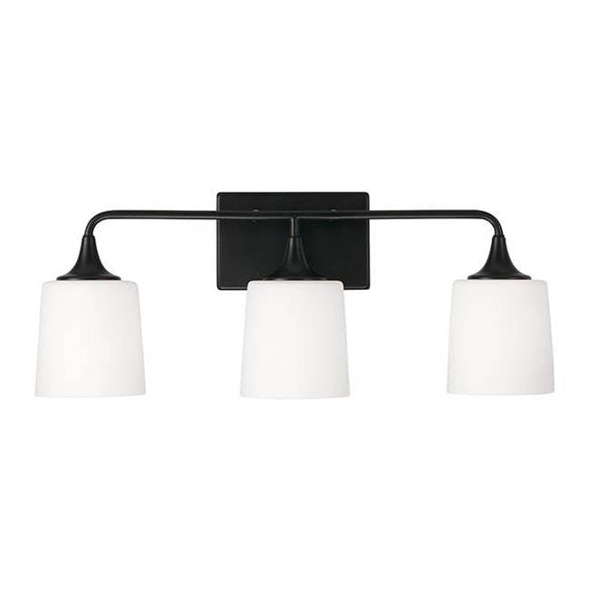 Capital Lighting 148931MB-541 Matte Black 26.25''w X 10.25''h 3-light Vanity In Matte Black With Soft White Glass Image 3
