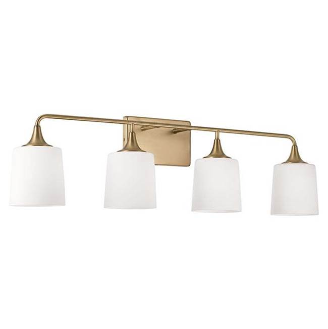 Capital Lighting 148941AD-541 Aged Brass 36.75''w X 10.25''h 4-light Vanity In Aged Brass With Soft White Glass Image 1
