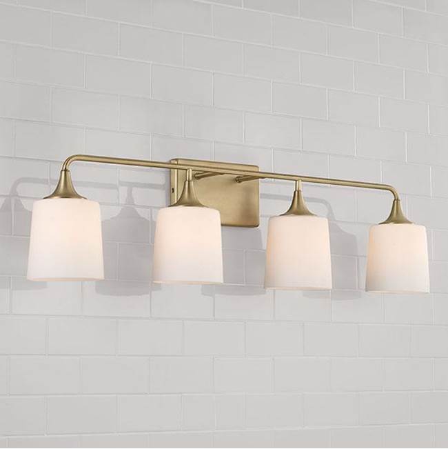 Capital Lighting 148941AD-541 Aged Brass 36.75''w X 10.25''h 4-light Vanity In Aged Brass With Soft White Glass Image 4