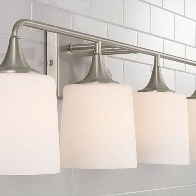 Capital Lighting Presley 36.75''w X 10.25''h 4-light Vanity In Aged Brass With Soft White Glass