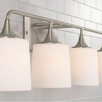 Capital Lighting Presley 36.75''w X 10.25''h 4-light Vanity In Aged Brass With Soft White Glass