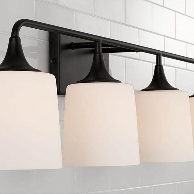 Capital Lighting Presley 36.75''w X 10.25''h 4-light Vanity In Aged Brass With Soft White Glass