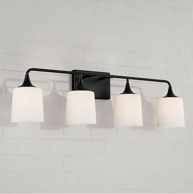 Capital Lighting 148941MB-541 Matte Black 36.75''w X 10.25''h 4-light Vanity In Matte Black With Soft White Glass Image 4