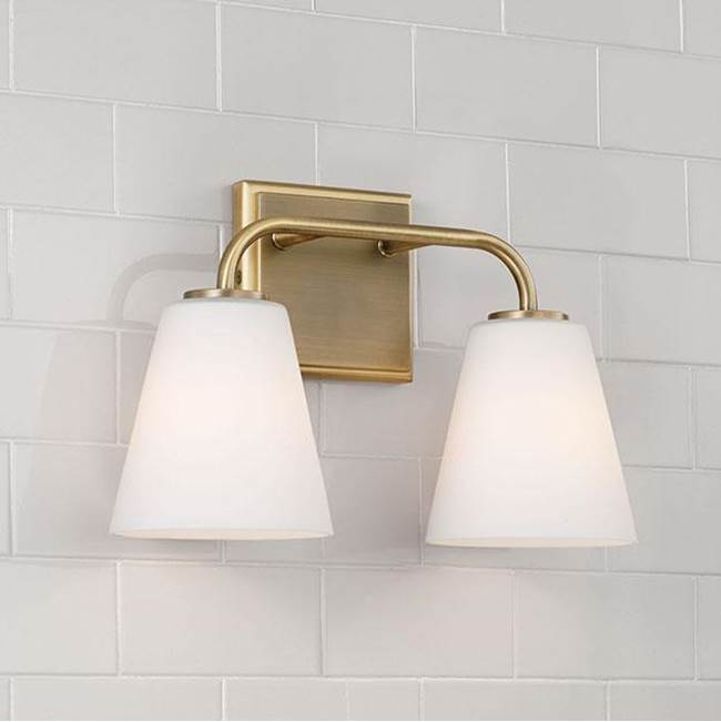 Capital Lighting 149421AD-543 Aged Brass 14.5''w X 9''h 2-light Vanity In Aged Brass With Soft White Glass Image 3