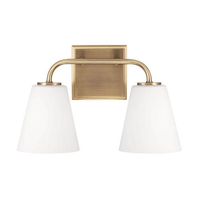 Capital Lighting 149421AD-543 Aged Brass 14.5''w X 9''h 2-light Vanity In Aged Brass With Soft White Glass Image 2
