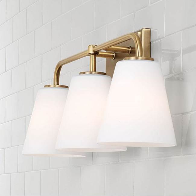 Capital Lighting Brody 23.5''w X 9''h 3-light Vanity In Aged Brass With Soft White Glass