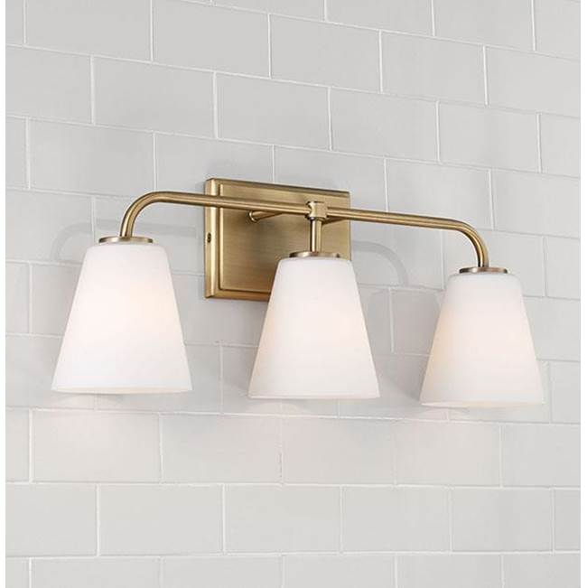 Capital Lighting 149431AD-543 Aged Brass 23.5''w X 9''h 3-light Vanity In Aged Brass With Soft White Glass Image 3
