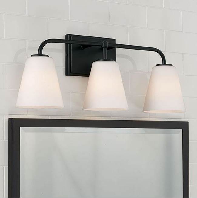 Capital Lighting 149431MB-543 Matte Black 23.5''w X 9''h 3-light Vanity In Matte Black With Soft White Glass Image 3