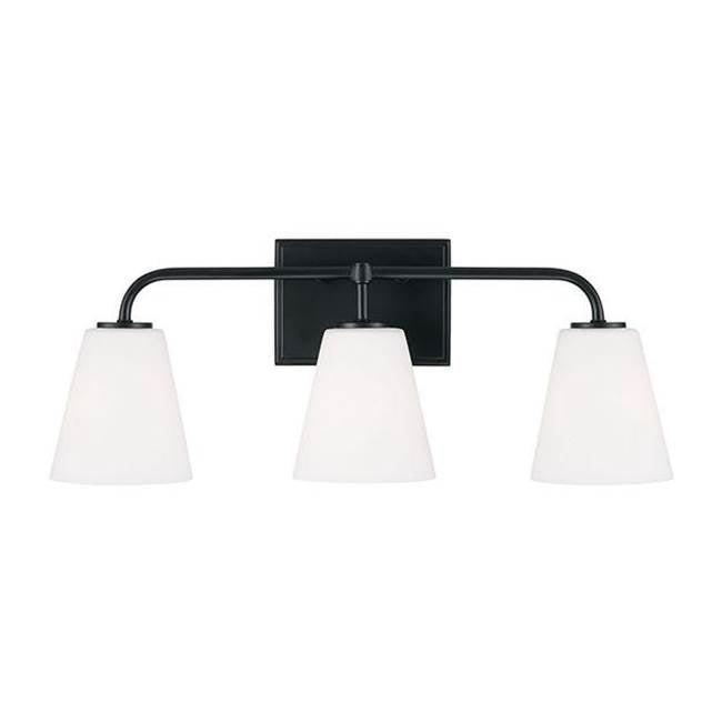 Capital Lighting 149431MB-543 Matte Black 23.5''w X 9''h 3-light Vanity In Matte Black With Soft White Glass Image 2