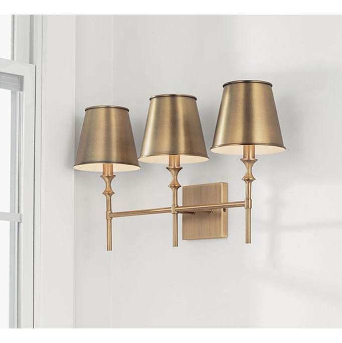 Capital Lighting 149731AD-708 Aged Brass 24''w X 13.25''h 3-light Vanity In Aged Brass With White Metal Shade Interior Image 3