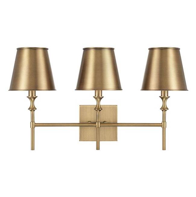 Capital Lighting 149731AD-708 Aged Brass 24''w X 13.25''h 3-light Vanity In Aged Brass With White Metal Shade Interior Image 2