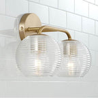 Capital Lighting Dolan 15.5''w X 9.5''h 2-light Vanity In Matte Brass With Clear Ribbed Glass