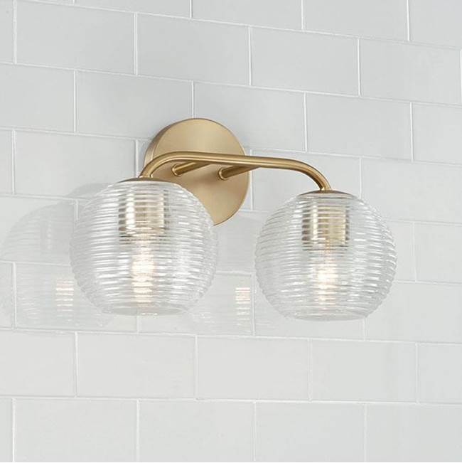 Capital Lighting 149921MA-544 Matte Brass 15.5''w X 9.5''h 2-light Vanity In Matte Brass With Clear Ribbed Glass Image 3