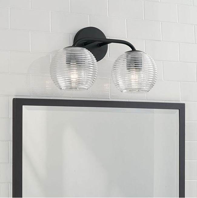 Capital Lighting 149921MB-544 Matte Black 15.5''w X 9.5''h 2-light Vanity In Matte Black With Clear Ribbed Glass Image 3