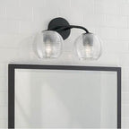 Capital Lighting 149921MB-544 Matte Black 15.5''w X 9.5''h 2-light Vanity In Matte Black With Clear Ribbed Glass Image 3