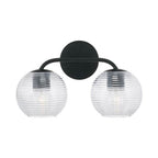 Capital Lighting 149921MB-544 Matte Black 15.5''w X 9.5''h 2-light Vanity In Matte Black With Clear Ribbed Glass Image 2
