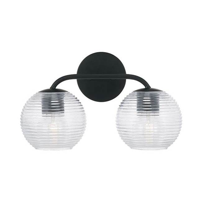 Capital Lighting 149921MB-544 Matte Black 15.5''w X 9.5''h 2-light Vanity In Matte Black With Clear Ribbed Glass Image 2