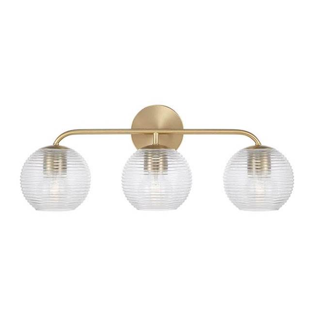 Capital Lighting 149931MA-544 Matte Brass 24.5''w X 9.5''h 3-light Vanity In Matte Brass With Clear Ribbed Glass Image 2