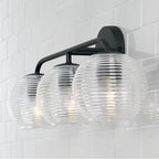Capital Lighting Dolan 24.5''w X 9.5''h 3-light Vanity In Matte Brass With Clear Ribbed Glass