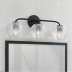 Capital Lighting 149931MB-544 Matte Black 24.5''w X 9.5''h 3-light Vanity In Matte Black With Clear Ribbed Glass Image 3